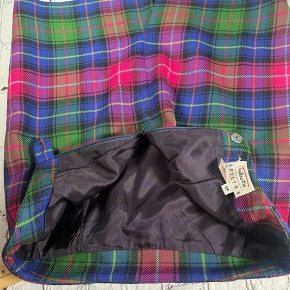 Vintage Talbots Plaid Wool Skirt size 12P 12 Petite Fuchsia Magenta Green Blue - Picture 11 of 16